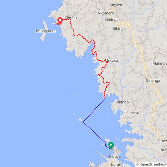 Ruanda E-Bike Tour Karte Cormoran Lodge - Rushel Lodge