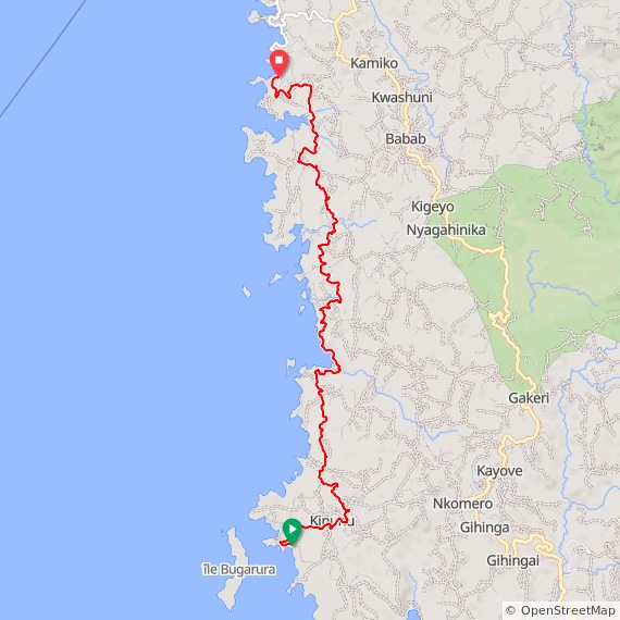 RUANDA eBIKE TOUR Karte Tag6-Biking Kinunu-Gisenyi