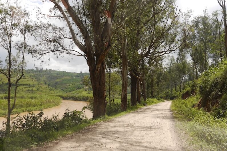 Entspannte Flussuferpiste auf der Ruanda eBike Tour zum Kivu See