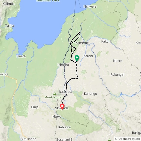 Routenverlauf Fly-in Busch Safari Uganda-Trails