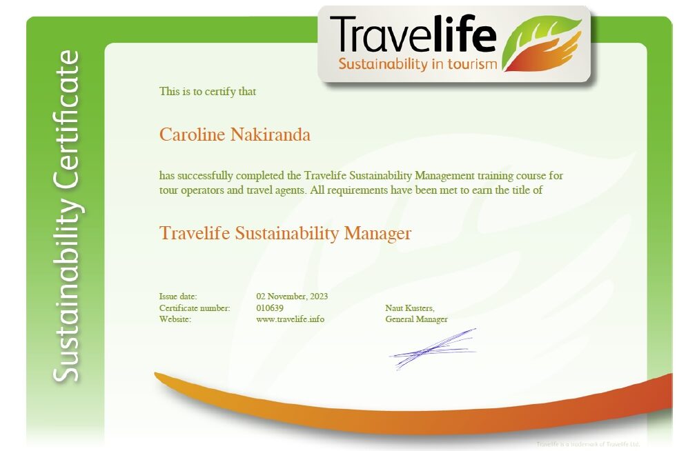 Travelive Zertifikat Caroline Nakiranda