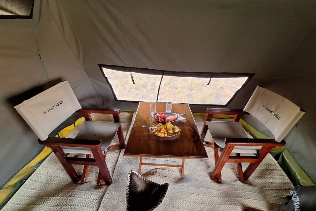 Glamping Zelt Essbereich