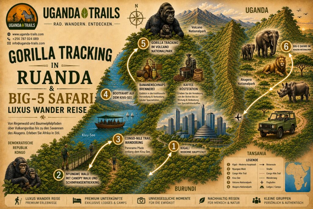 Ruanda Karte Gorilla Tracking Wander Luxus Reise